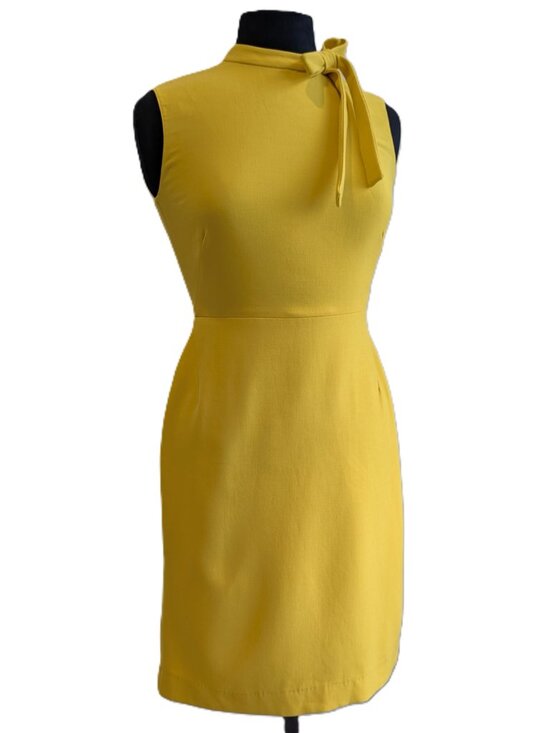 Zara Dresses & Skirts - Zara Yellow Sleeveless Midi Dress with Neck Tie
